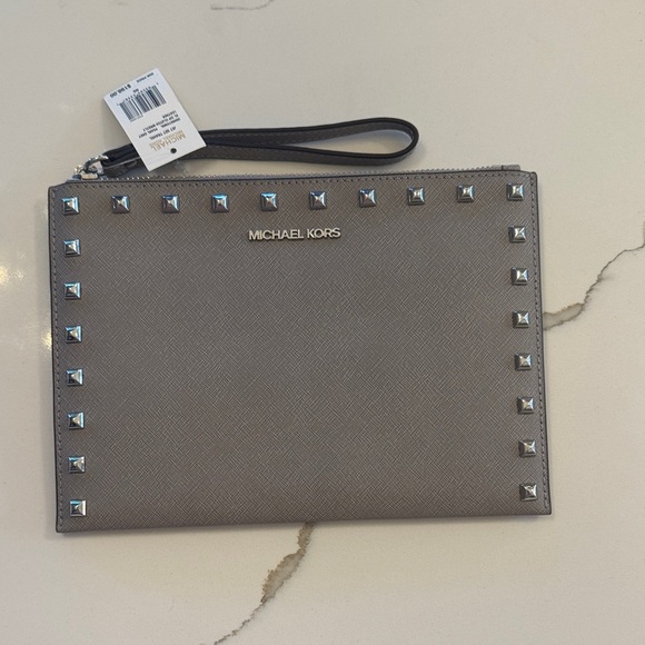 Michael Kors Silver Studded Pouch/Wristlet - Picture 1 of 4